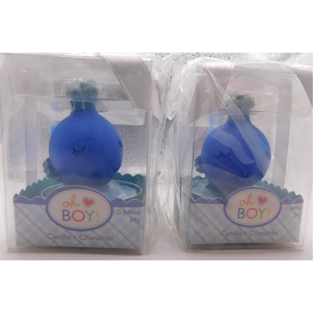 "Oh BOY" Blue Whale Kate Aspen Candle  New in Box  Set of 2